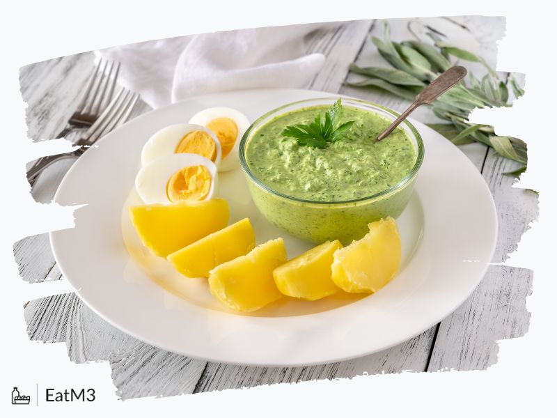Frankfurter Grüne Soße (Green Sauce) : Accompaniment in German cuisine - Recipe, Calorie Info, Healthy alternatives & more on EatM3
