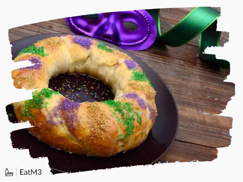 New Orleans Mardi Gras King Cake : Dessert/Confection in American cuisine - Recipe, Calorie Info, Healthy alternatives & more on EatM3